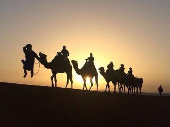 Sunset in the dunes of Merzouga